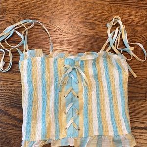 yellow and blue tube top